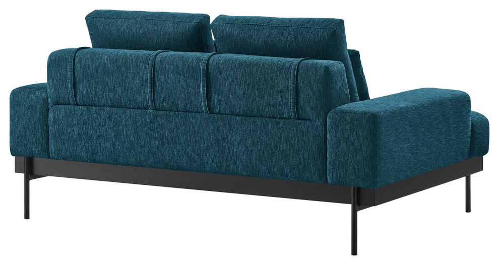 Proximity Upholstered Fabric Loveseat  Azure   Midcentury   Loveseats   by Homesquare  Houzz