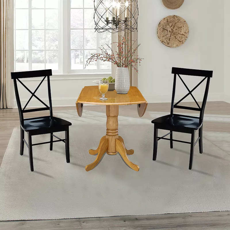 International Concepts Dual Drop Leaf Dining Table and Dining Chair 3-piece Set