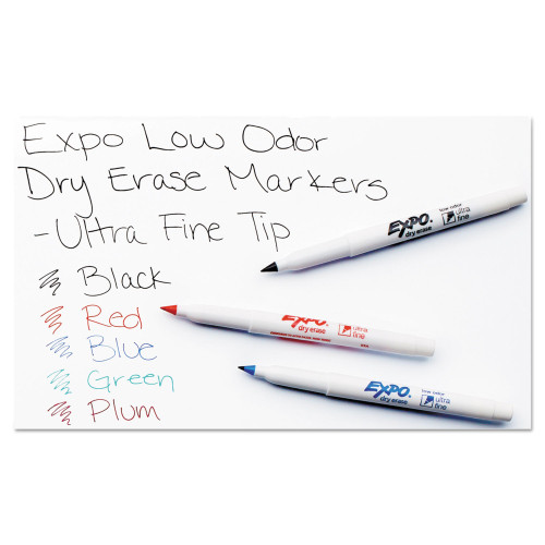 EXPO Low-Odor Dry-Erase Marker， Extra-Fine Needle Tip， Black， 4/Pack (1871774)