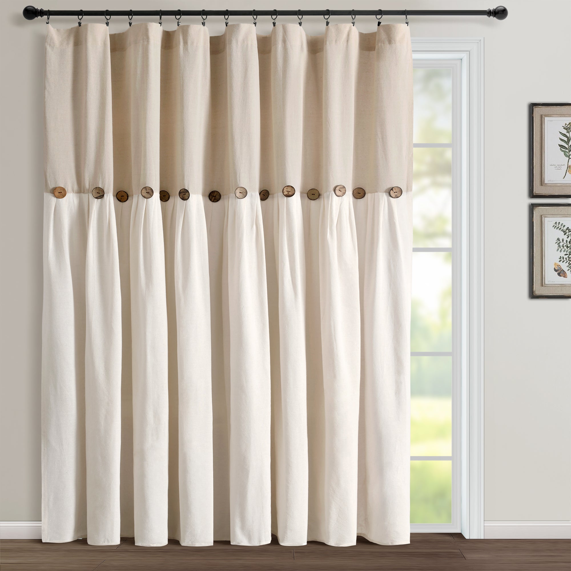 Linen Button Window Curtain Panel