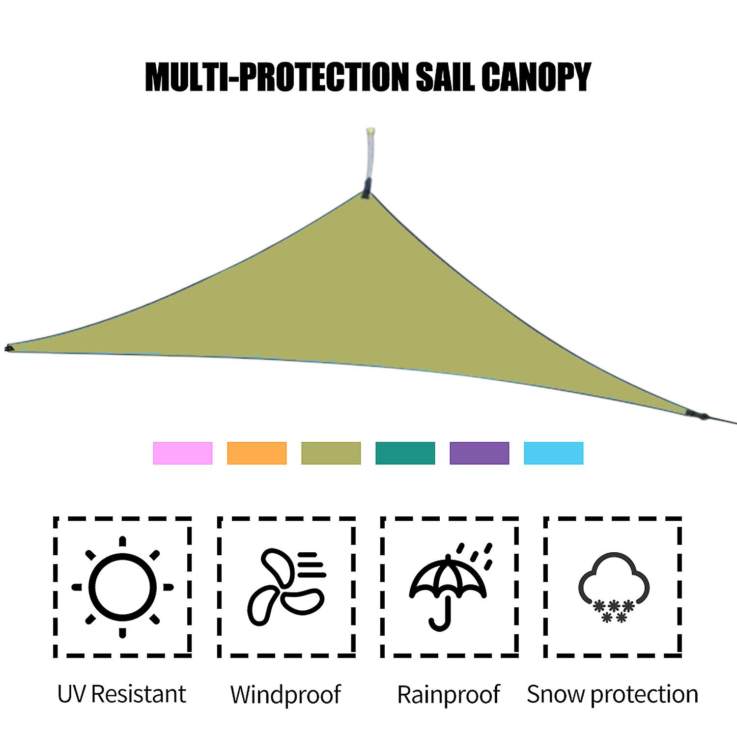 Army Green 3x3x3m 10ft Rain Fly Uv Resistant Sun Shade Sail Canopy Waterproof Heavy Duty Triangle 210t Polyester Awning Sand Sunshade For Outdoor Pati