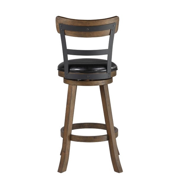 42.5 Walnut Brown and Black High Back Bar Stool with Swivel Seat