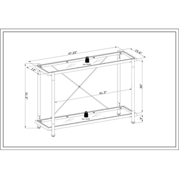 Modern Style Glass Console Table With Two shelves