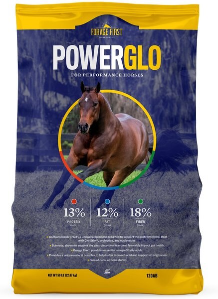 ADM POWERGLO Forage First Premium Nutrition Performance Horse Feed， 50-lb bag