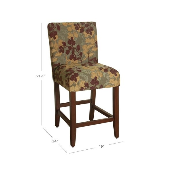 HomePop 24-inch Counter Height Tan Sage Leaf Upholstered Barstool - 24 inches - 24 inches