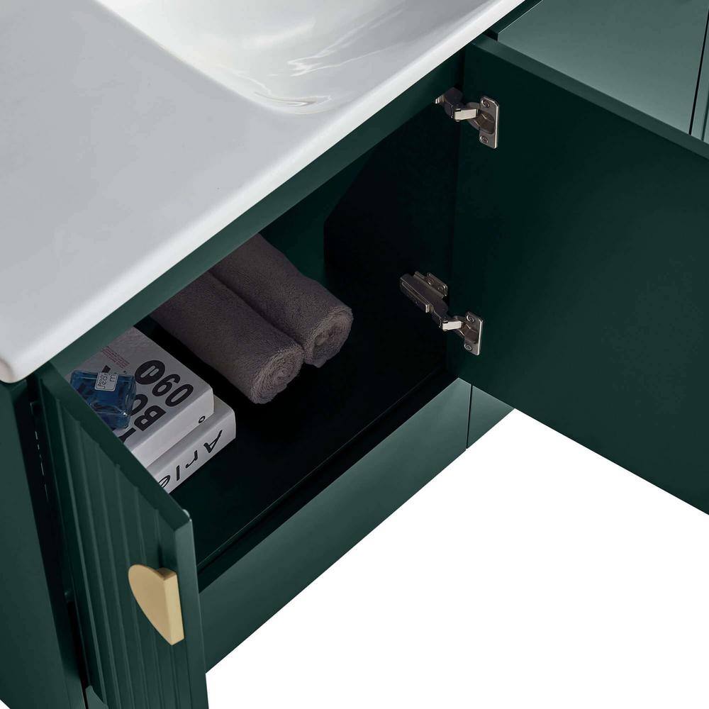 FINE FIXTURES Venezian 48 in. W x 18.11 in. D x 33 in. H Bathroom Vanity Side Cabinet in Green with White Ceramic Top VN48GN-VNHA2SBD