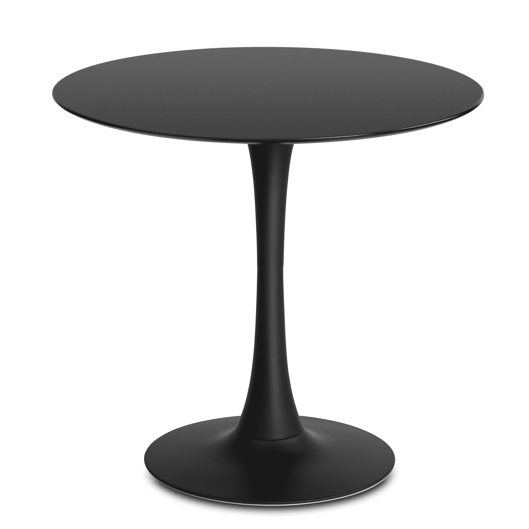 Tomile 32 Modern Round Tulip Style Dining Table for Kitchen, Mid Century MDF Round Top Coffee Table with Metal Pedestal Base, Black