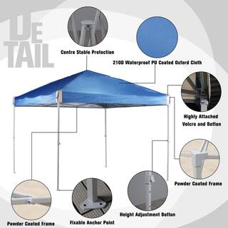 Aoodor 10 ft. x 10 ft. Pop Up Canopy Tent with Removable Mesh Sidewallwith Roller Bag-Blue 800-152-BL-N