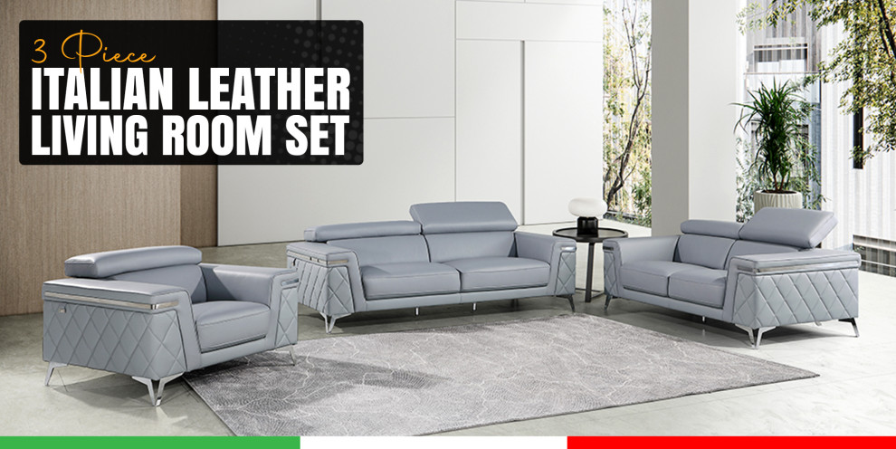 Mia Top Grain Italian Leather Sofa   Contemporary   Sofas   by Luxuriant Furniture  Houzz