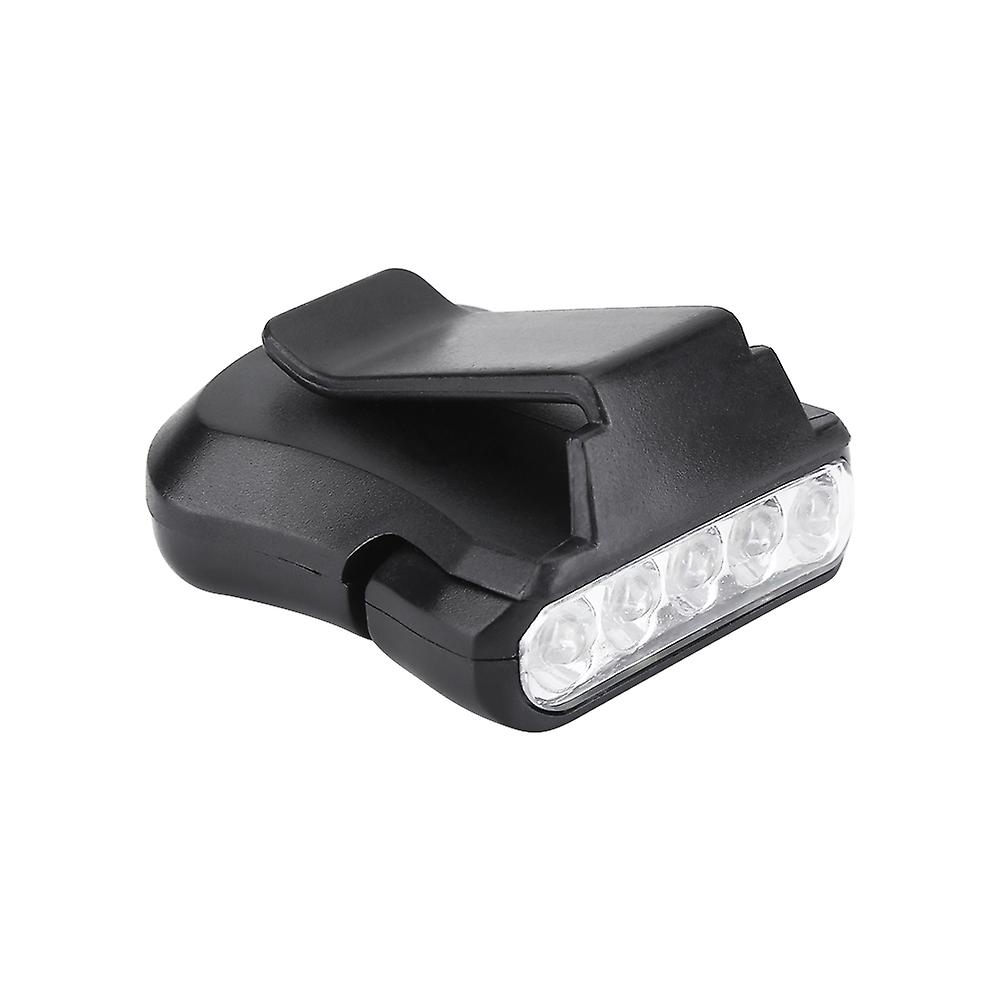 5 Led Cap Clip Head Lamp Light Hat Headlamp For Outdoor Fishing Camping (black)