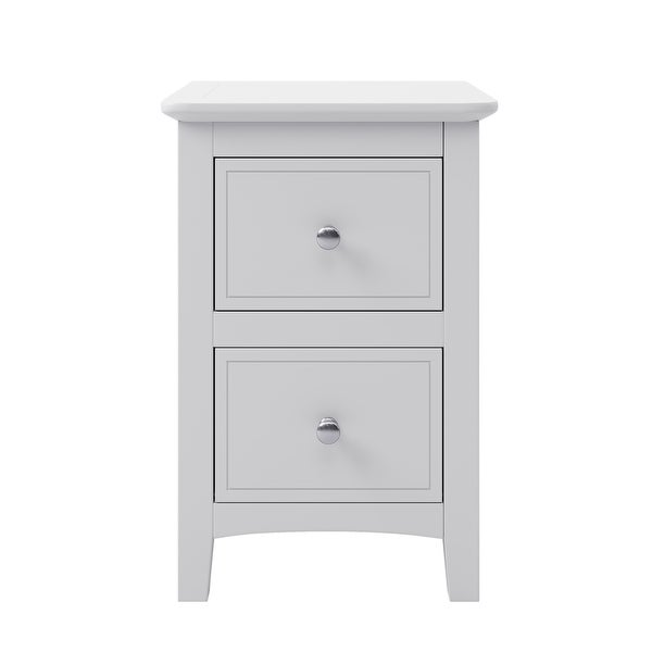 2 Drawers Wood Nightstand End Table in White