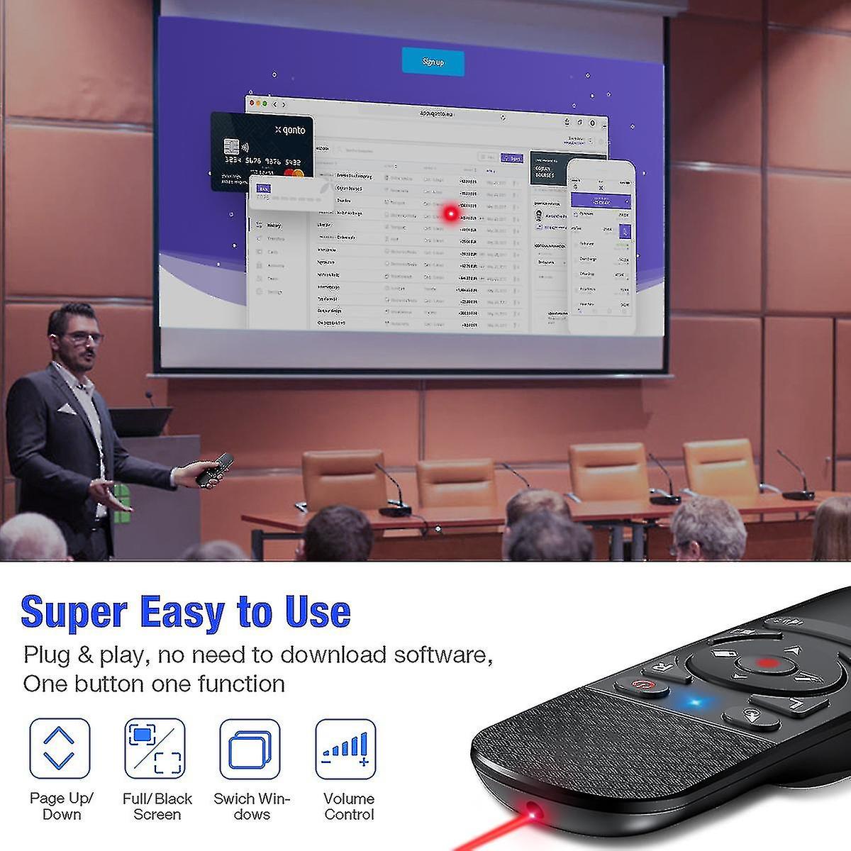 2.4g Wireless Presenter With Red Light Pointer Usb Presentation Remote Control With Air Mouse For Powerpoint Mac/laptop/computer