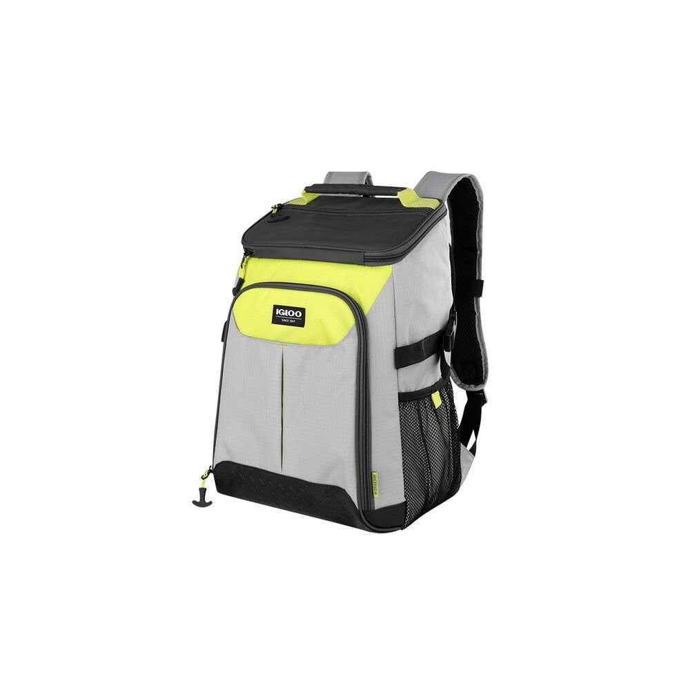 Igloo Backpack Trek Cooler  Top Grip 28 Can Ash Gray/Acid Green ;