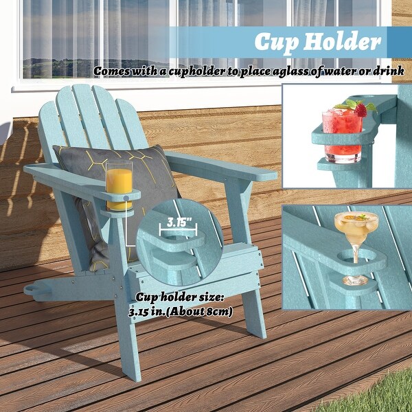 Casainc Traditional Curveback Plastic Patio Adirondack Chair with Cup Holder and umbrella holder Outdoor