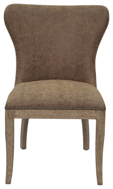 New Pacific Direct Dorsey 20 quotFaux Leather Chair in Brown/Chocolate (Set of 2)   Farmhouse   Dining Chairs   by Homesquare  Houzz