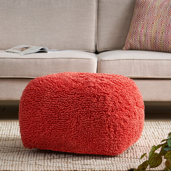 Moloney Modern Microfiber Chenille Square Pouf  Co...