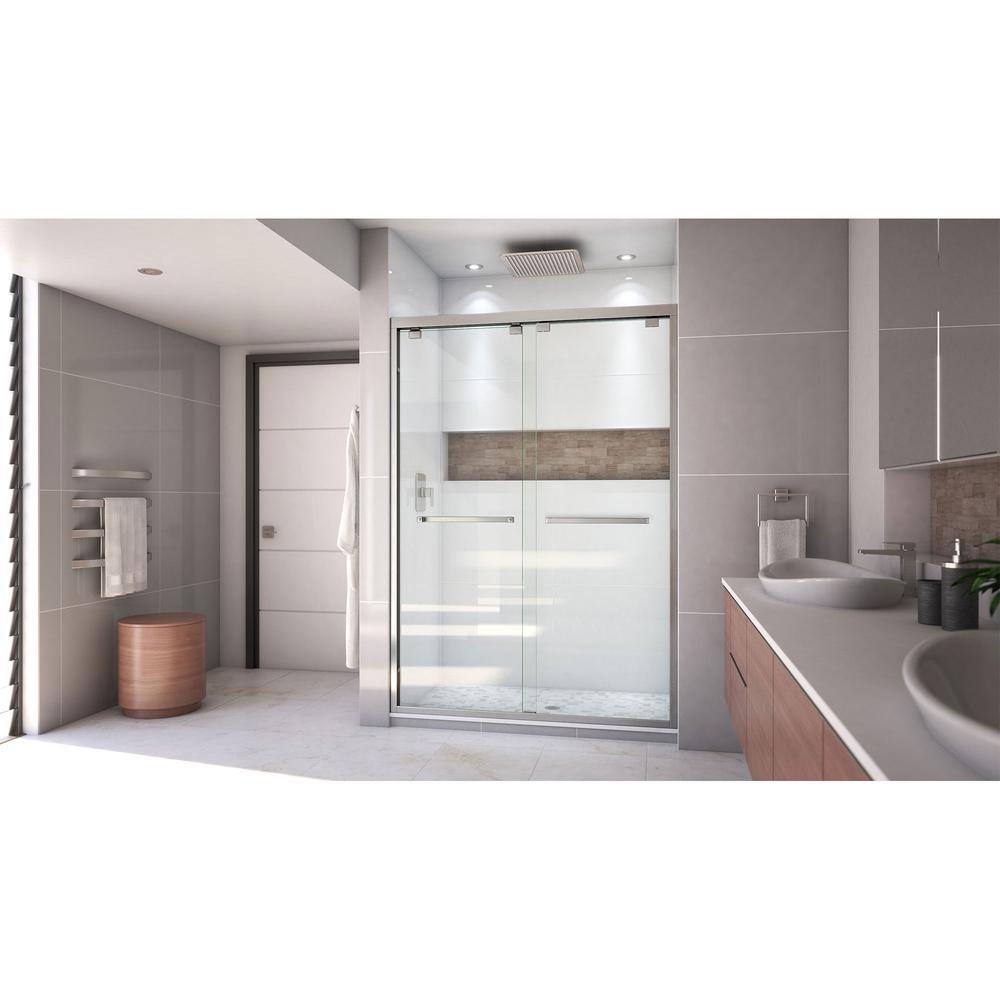 DreamLine Encore 50 in. to 54 in. x 76 in. Semi-Frameless Bypass Shower Door in Brushed Nickel SHDR-1654760-04