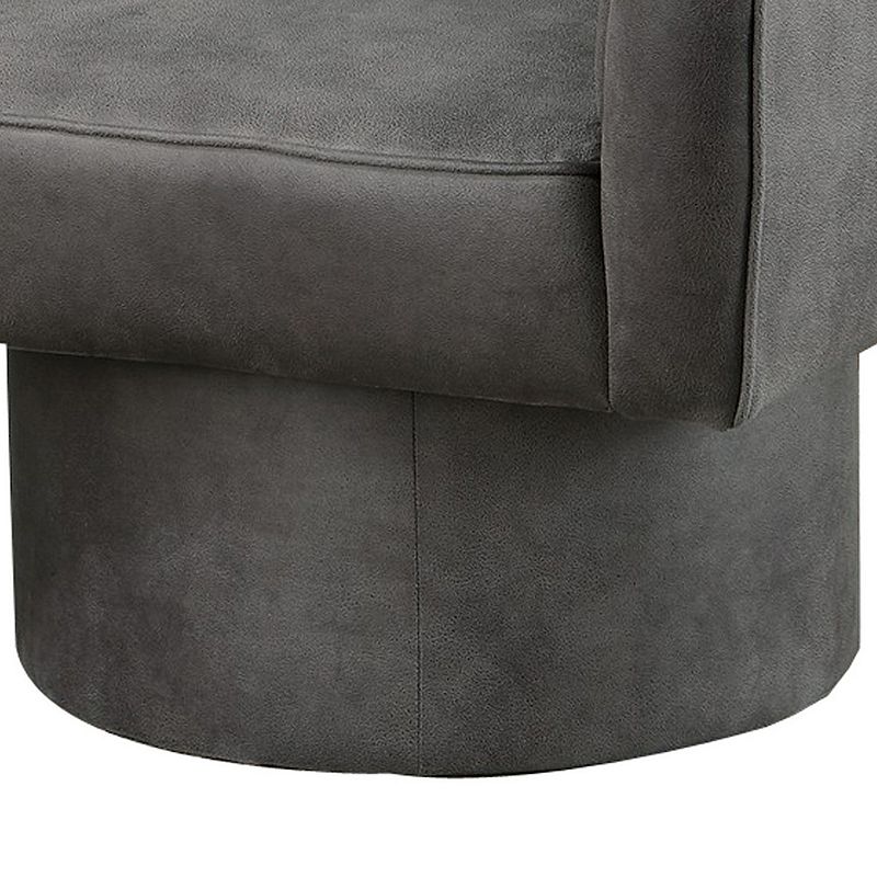 Kate 30 Inch Accent Chair， 360 Swivel Seat， Vegan Faux Leather， Dark Gray