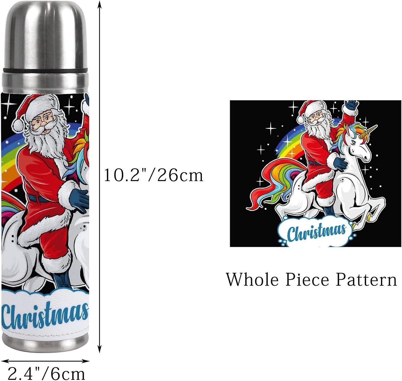 Insulated Mug Stainless Steel Water Bottle Cute Santa Claus Rides Unicorn Vacuum Cup Travel Mug For Office