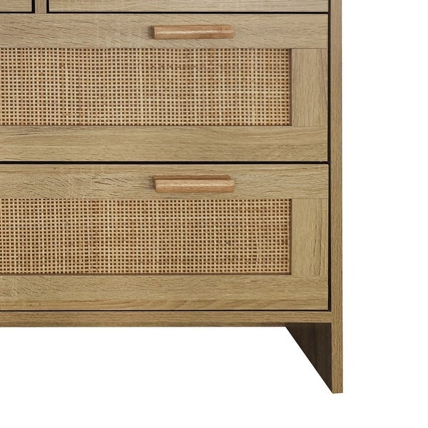 4 Drawers Rattan Cabinet，for Bedroom，Living Room，Dining Room，Hallways，Easy Assembly - - 37904253