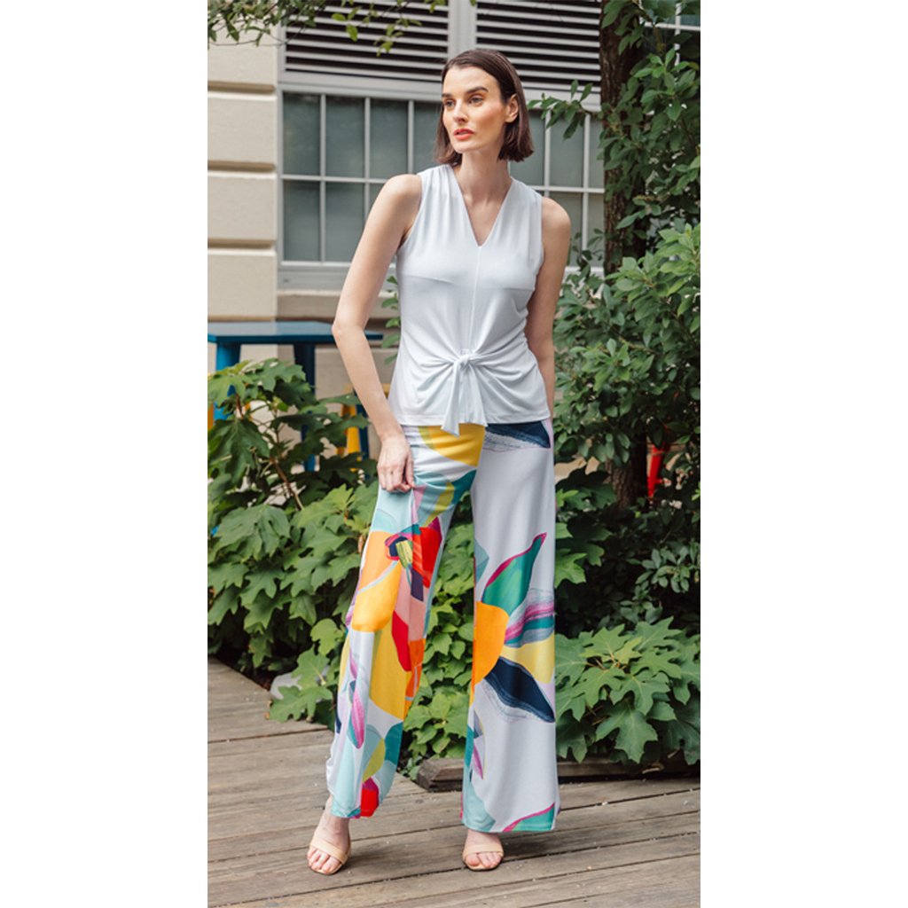 Clara Sunwoo  Graphic Floral Print Soft Knit Palazzo Pants