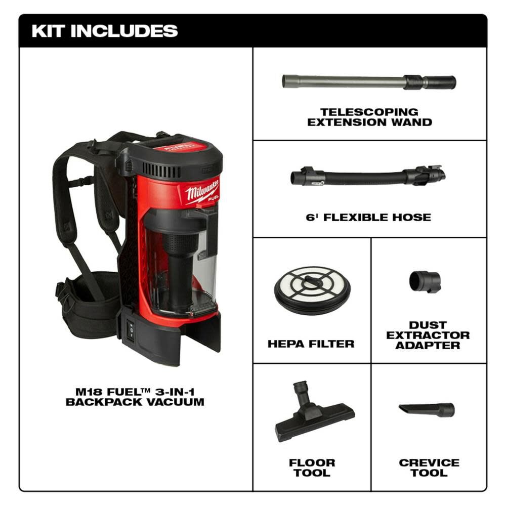 Milwaukee M18 FUEL 3-in-1 Backpack Vacuum 0885-20 from Milwaukee