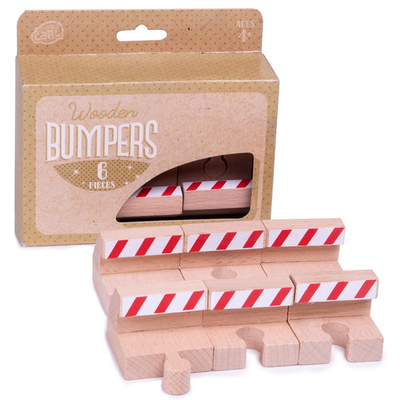 Brybelly Wooden Train Track Bumpers  6 pack