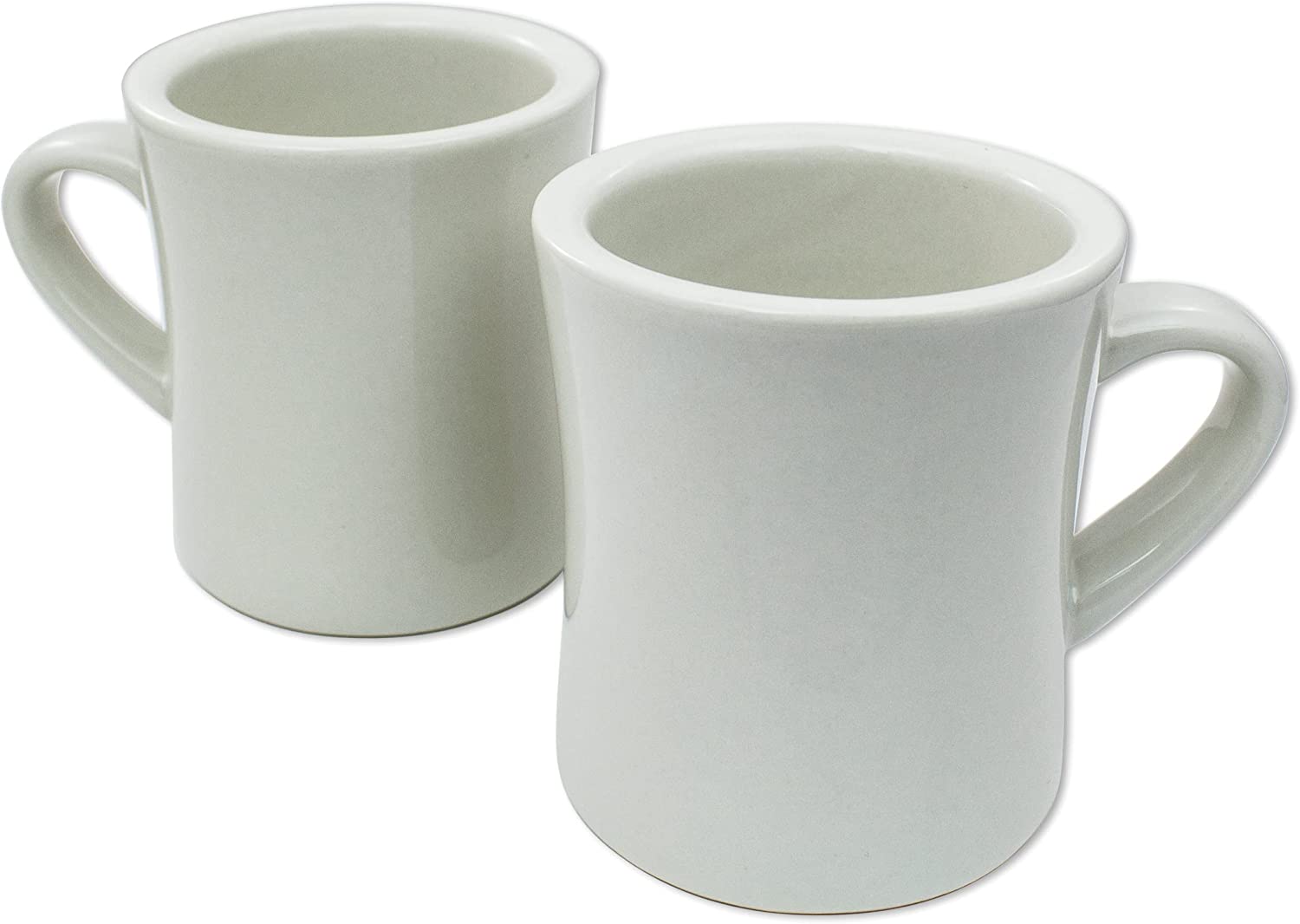 Coletti Diner Coffee Cups Set of 6， Ceramic White Mugs for Retro Kitchen