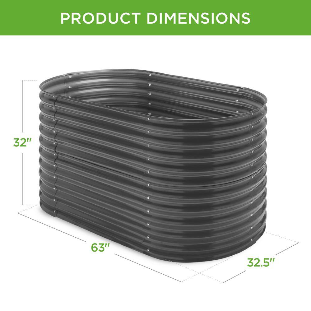 Best Choice Products 5.25 ft. x 2.7 ft. Oval Steel Raised Garden Bed Customizable Outdoor Planter for Gardening Plants in Dark Gray SKY6415