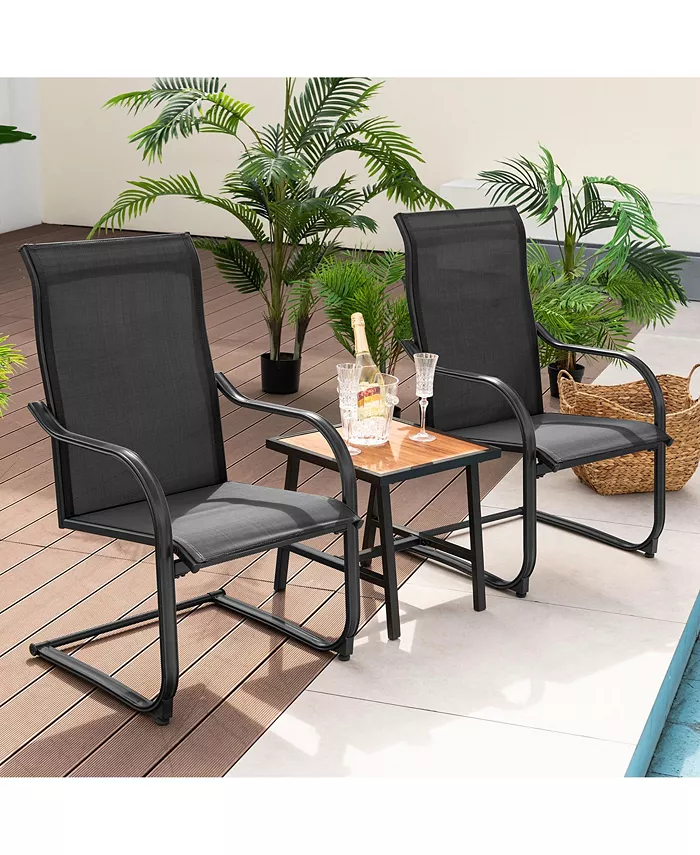 Costway 2pcs C-Spring Motion Patio Dining Chairs All Weather Heavy Duty Outdoor