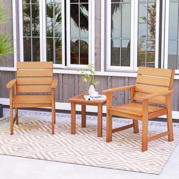 Costway 2 4 Pcs Patio Hardwood Chair Wood Dining Armchairs Breathable Slatted Seat Garden