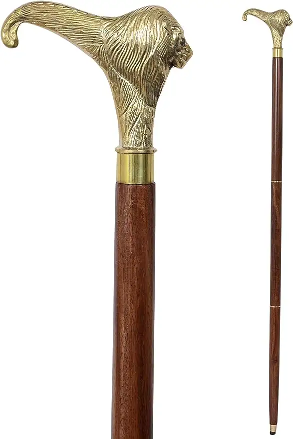 36'' Nautical Solid Brass   Wooden Lion Head Handle Walking Stick Affordable Gift Item For  Senior Strong   Durable Wooden Cane