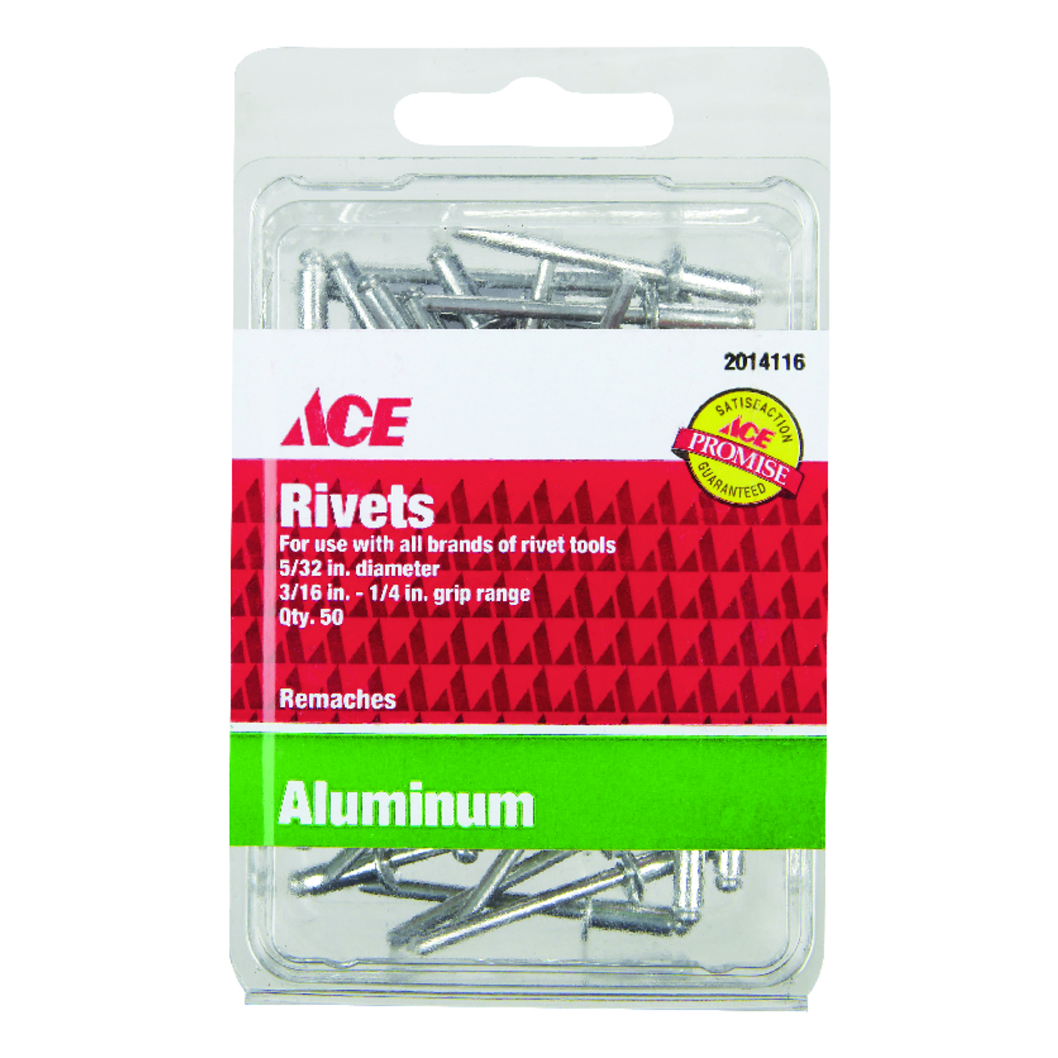 Ace 5/32 in. D X 1/4 in. Aluminum Rivets Silver 50 pk