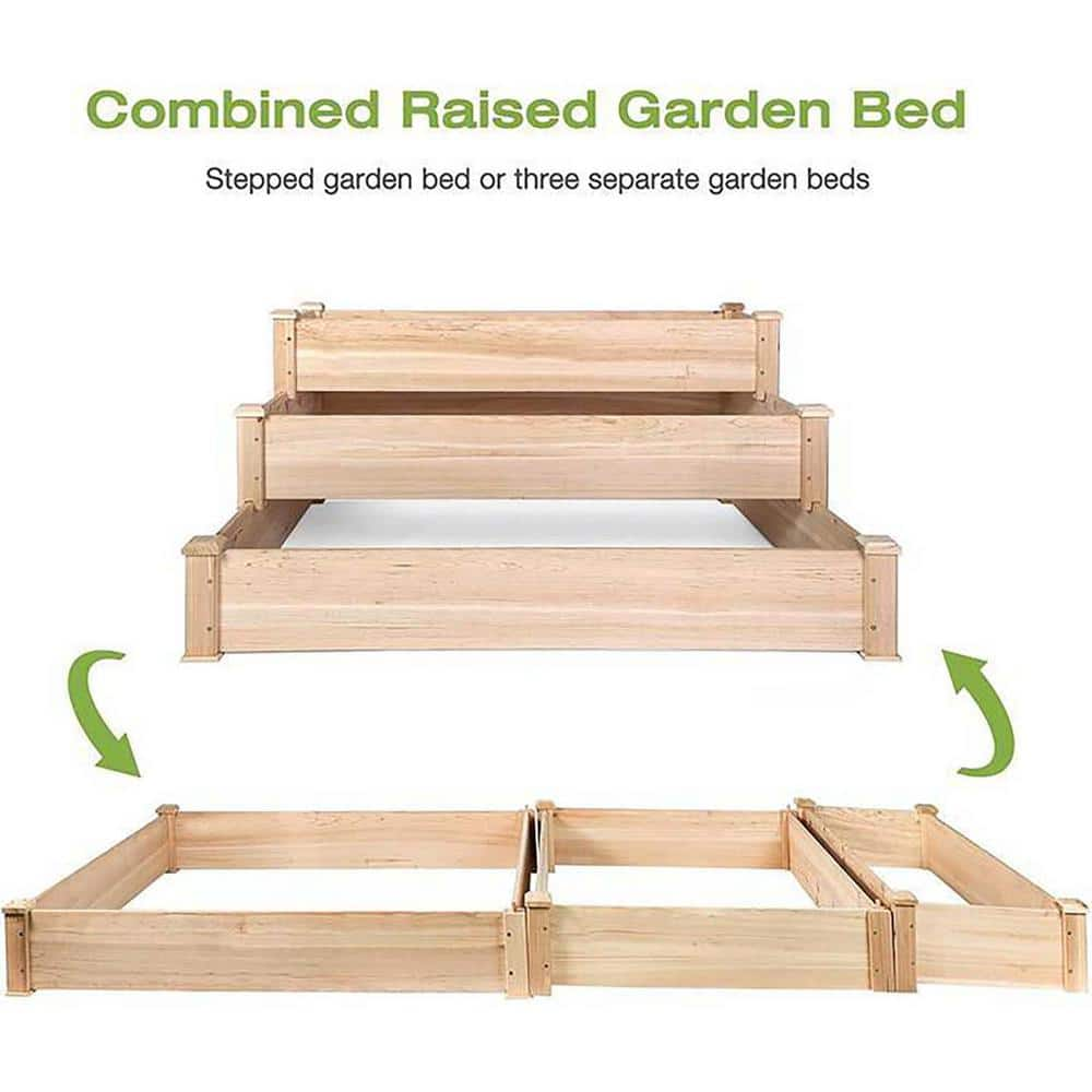 Anvil 47 in. L x 47 in. W x 21 in. H Wooden Planter Box 3 Tier Raised Garden Bed Kit Elevated Garden Beds C-D0102HPSHZW