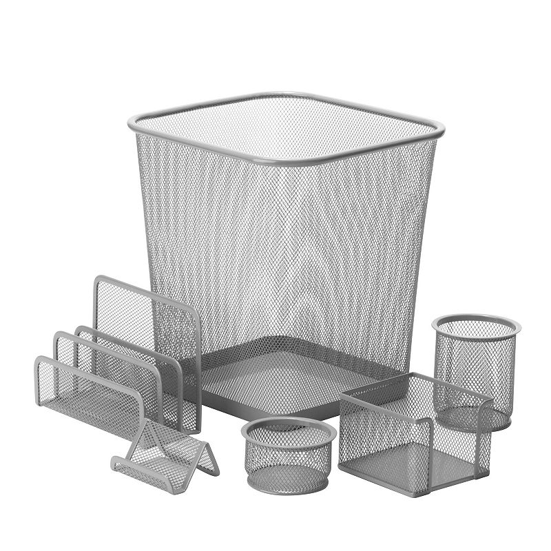 Honey-Can-Do 6-piece Steel Mesh Desk Set