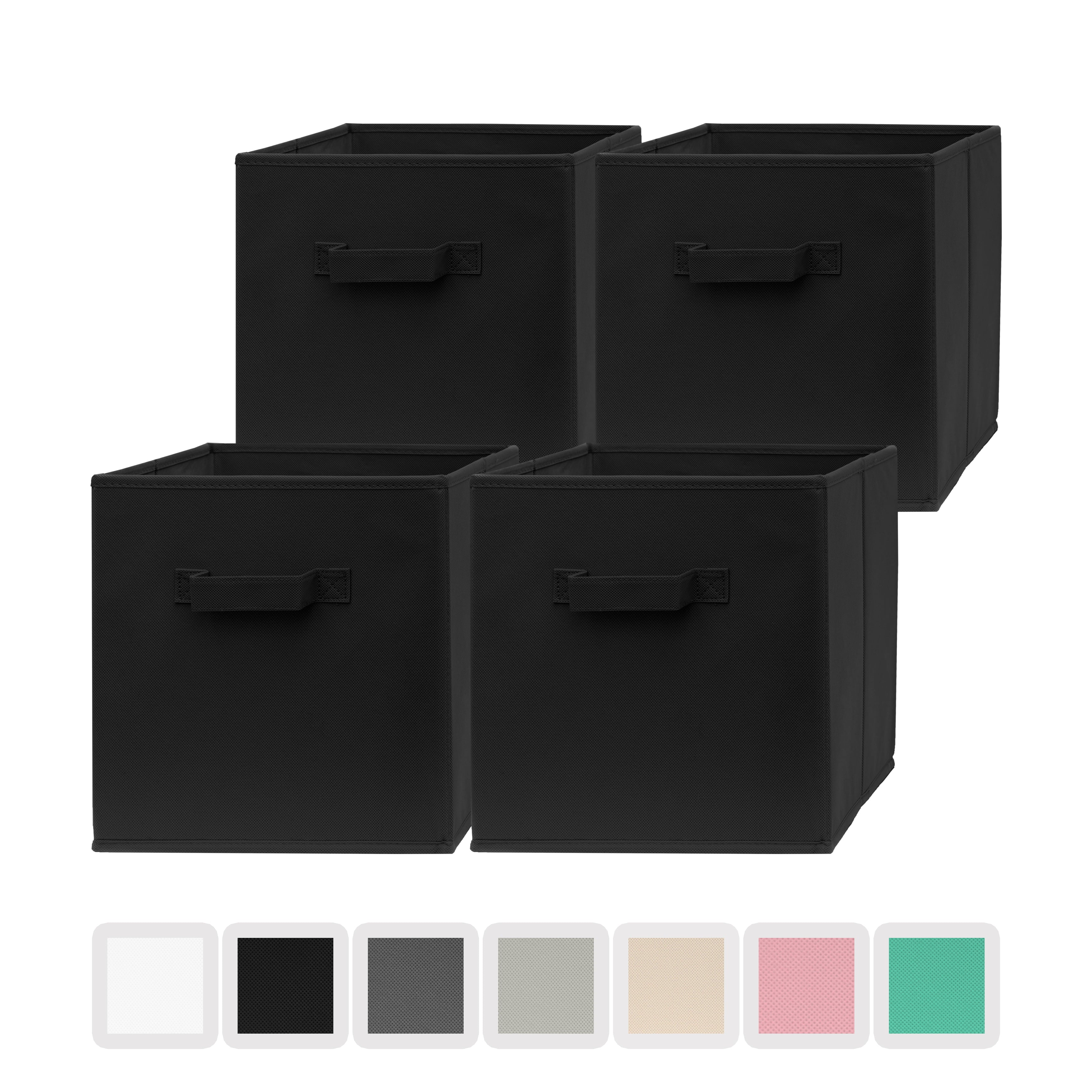 Pomatree 13x13x13 Inch Storage Cubes - 4 Pack - Large and Sturdy Fabric Storage Bins (Black)