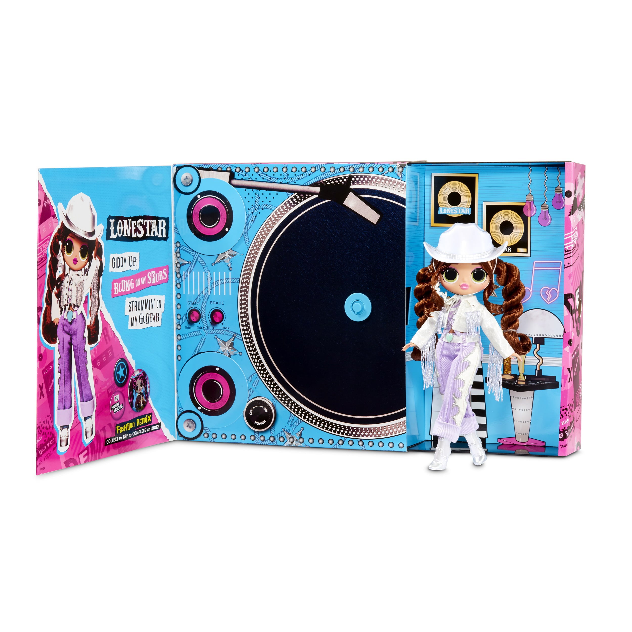 LOL Surprise OMG Remix Lonestar Fashion Doll with 25 Surprises Including Extra Outfit, Shoes, Hair Brush, Doll Stand, Lyric Magazine, and Music Record Player - Toys For Girls Ages 4 5 6+