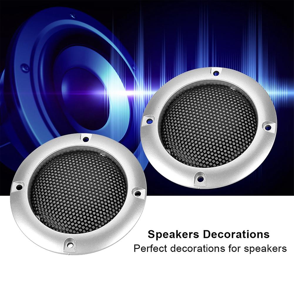 2 Inch Speaker Decorative Steel Mesh Circle Car Speaker Protective Mesh Cover (silver)