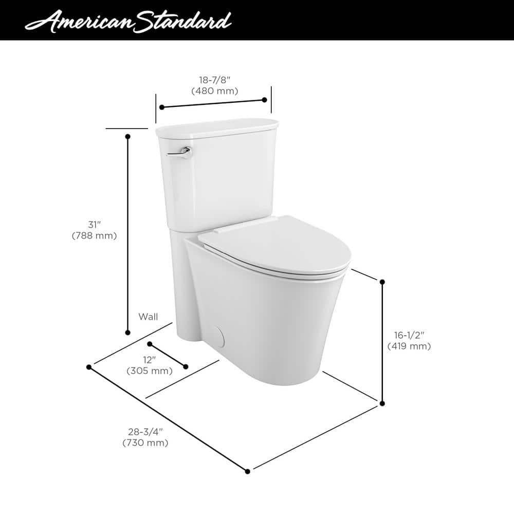 American Standard Studio S Right Height 2piece 128 GPF Single Flush Elongated Toilet with Left Hand Trip Lever in White Seat Included