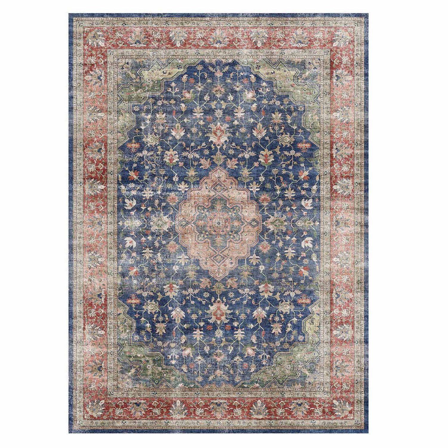 Vintage Area Rugs Machine Washable Non-Slip Ultra-Thin Foldable Multiple Sizes for Living Room Bedroom Kitchen