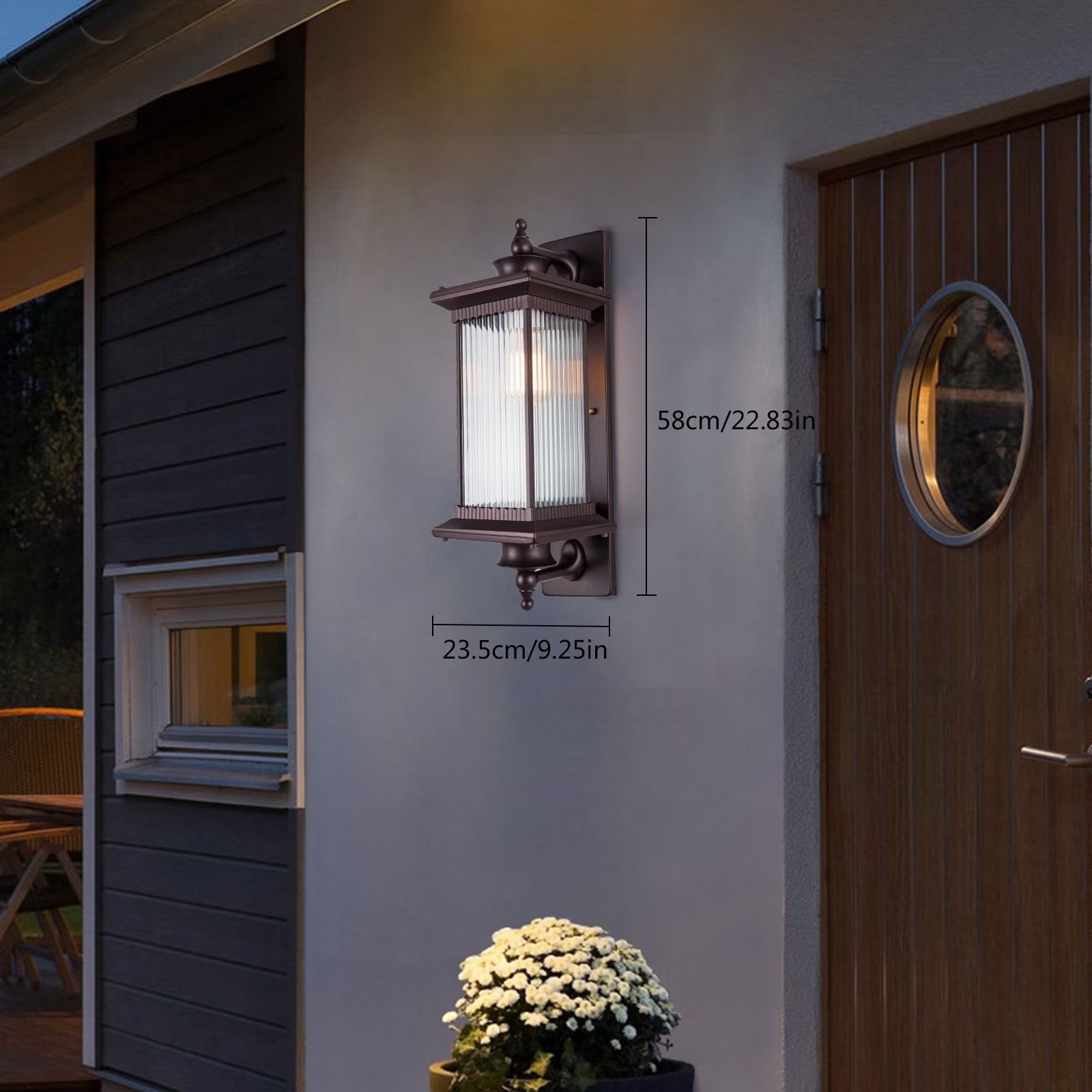 Waterproof Outdoor Wall Lanterns Sconces, Garage Patio Front Porch Exterior Wall Lamp with Seeded Glass Shade E27 Base Hardwired Installation