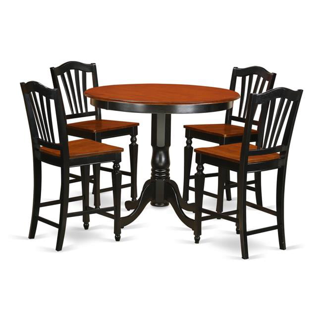 Counter Height Dining Table & 4 Kitchen Chairs& Black Finish