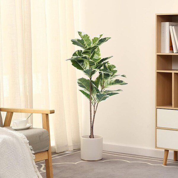 Artificial Rubber Tree Plant 43in Tall Faux Ficus Tree