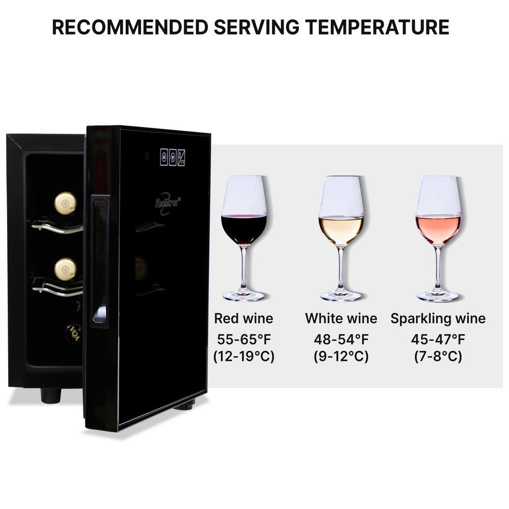 Koolatron 6 Bottle Wine Cooler Black 0.65 cu. ft. (16L) Freestanding Thermoelectric Wine Fridge WC06-ES