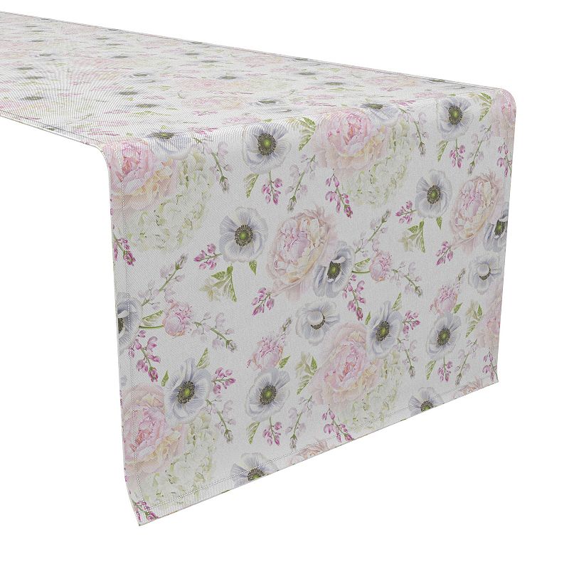 Table Runner， 100% Cotton， 16x90， Elegant Bridal Floral