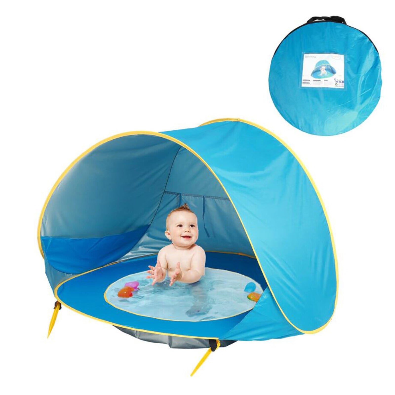 Sehao Baby Beach Tent with Swimming Pool 2021 Upgraded Version Easily fold and pop up Unique Ocean World Children s Beach Tent with Swimming Pool Blue