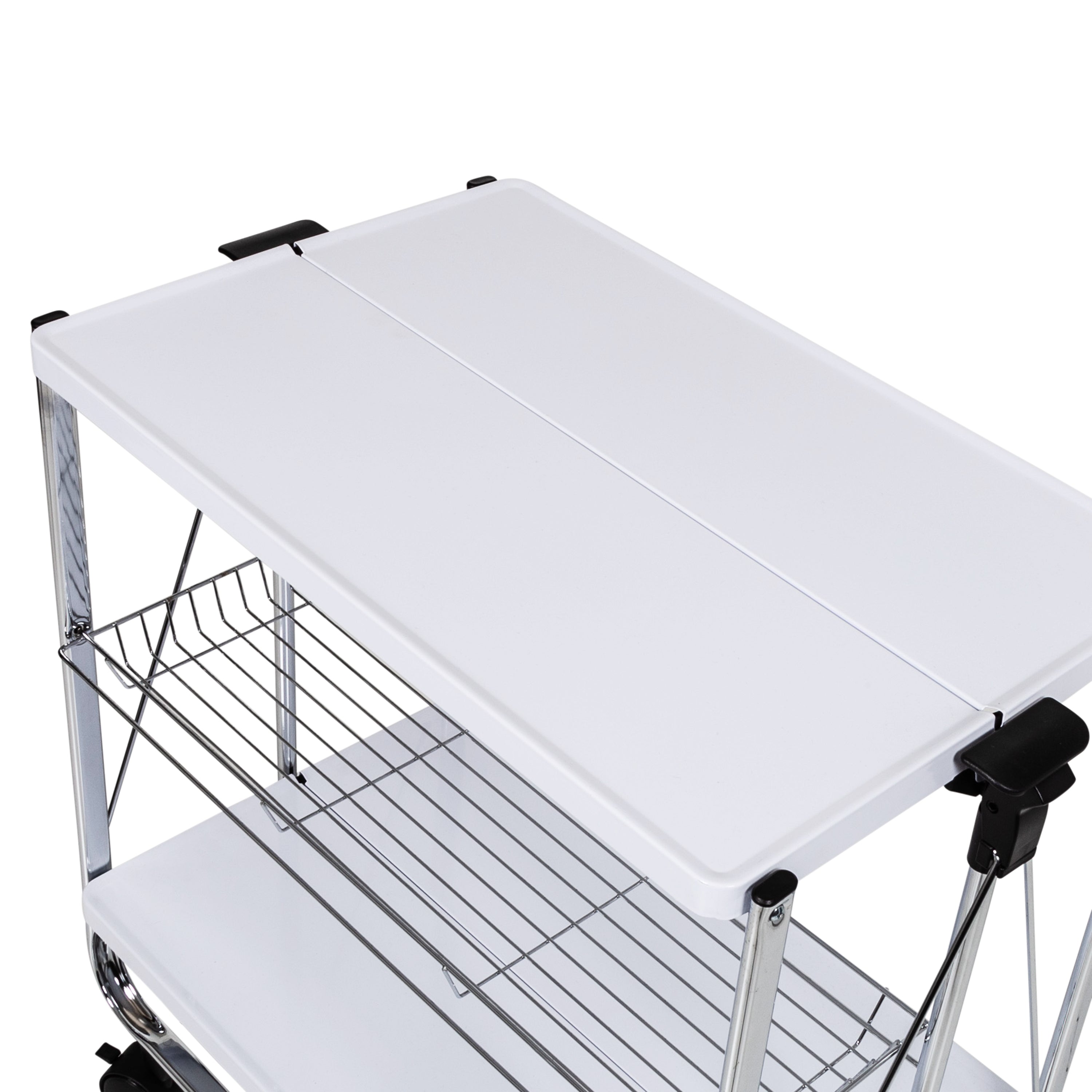 Honey-Can-Do Foldable Kitchen Cart， White/Chrome