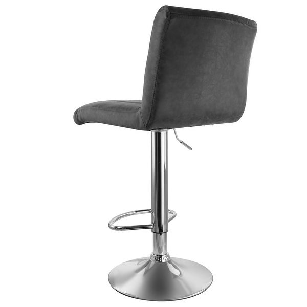 Elama 2 Piece Vintage Faux Leather Adjustable Bar Stool in Gray with Black Base