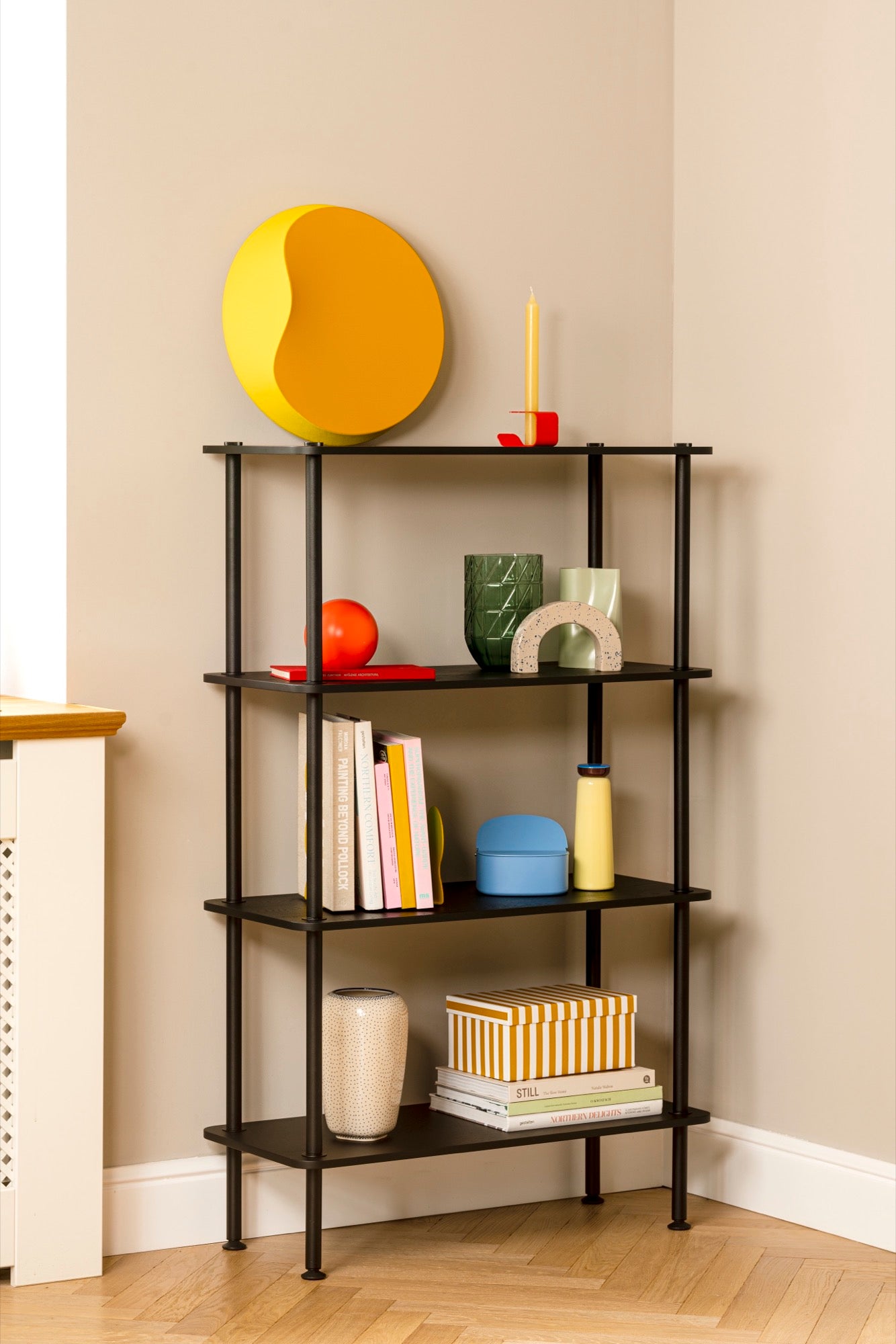 Wooden Open Bookcase with Rounded Edges