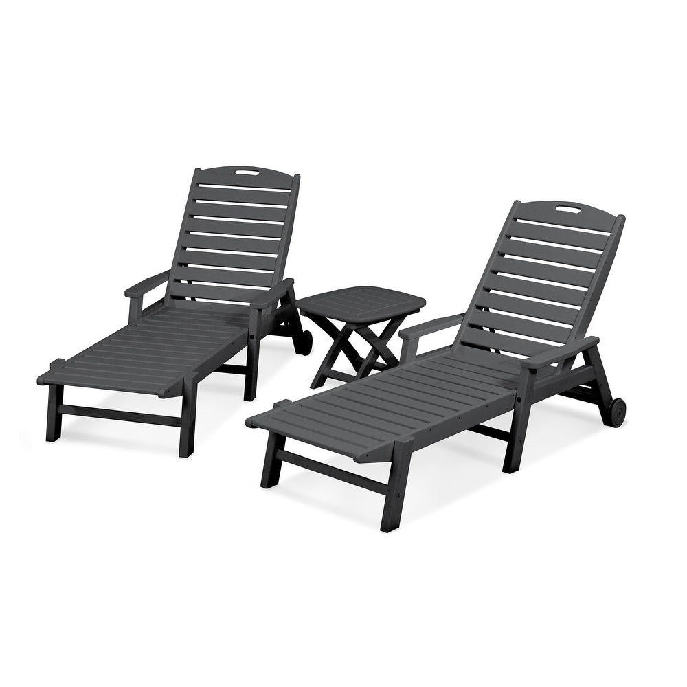 POLYWOOD Nautical 3 piece Outdoor Chaise Lounge Set